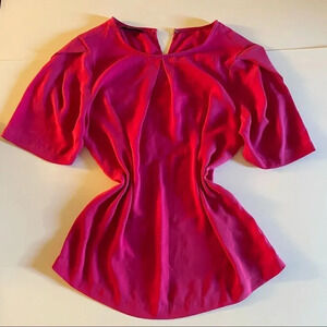 metaphor sheer short sleeve pink top